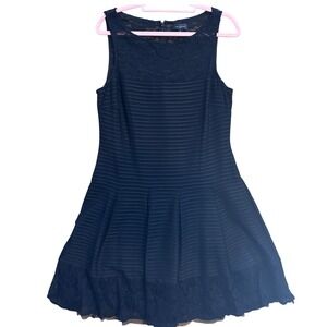 The Limited Black Lace Top Sheath Dress Pleated Skirt Size 12